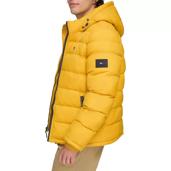 Tommy Hilfiger Mens Legacy Hooded Puffer JacketYellow