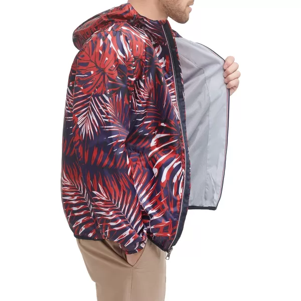 Tommy Hilfiger Mens Lightweight Active Water Resistant Hooded Rain JacketApple Red