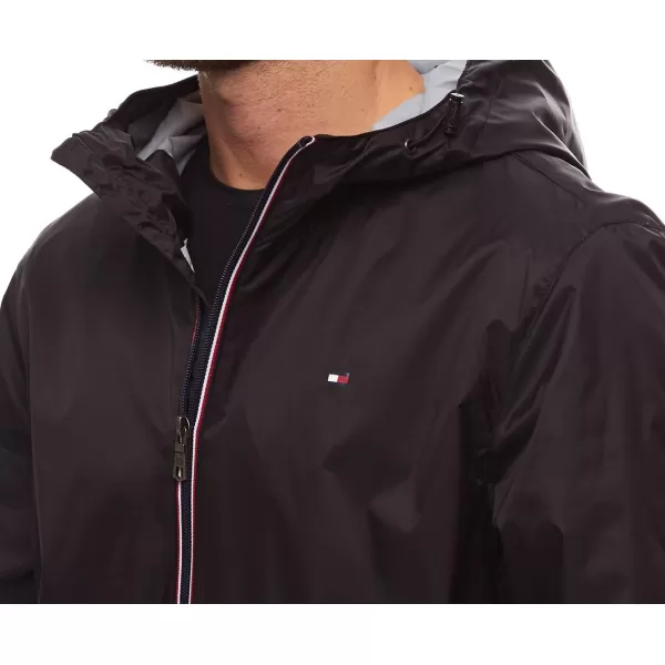 Tommy Hilfiger Mens Lightweight Active Water Resistant Hooded Rain JacketBlack