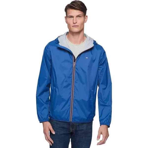 Tommy Hilfiger Mens Lightweight Active Water Resistant Hooded Rain JacketNautical Blue