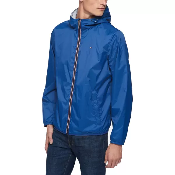 Tommy Hilfiger Mens Lightweight Active Water Resistant Hooded Rain JacketNautical Blue