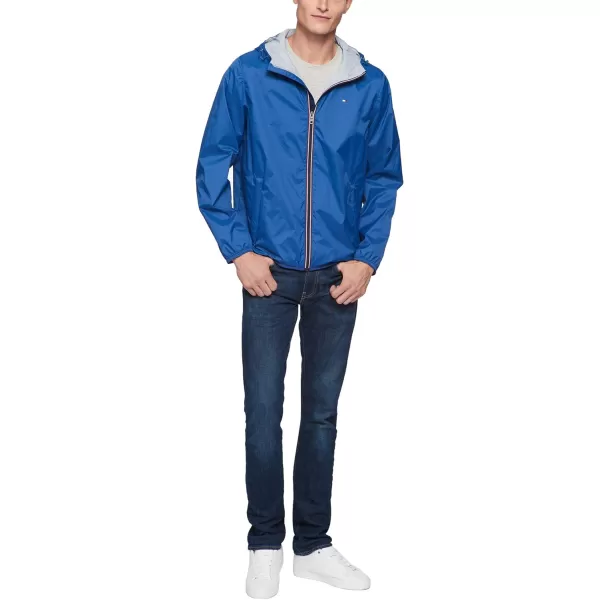 Tommy Hilfiger Mens Lightweight Active Water Resistant Hooded Rain JacketNautical Blue