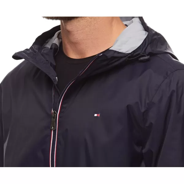 Tommy Hilfiger Mens Lightweight Active Water Resistant Hooded Rain JacketNavy