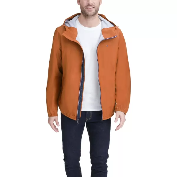 Tommy Hilfiger Mens Lightweight Active Water Resistant Hooded Rain JacketOrange