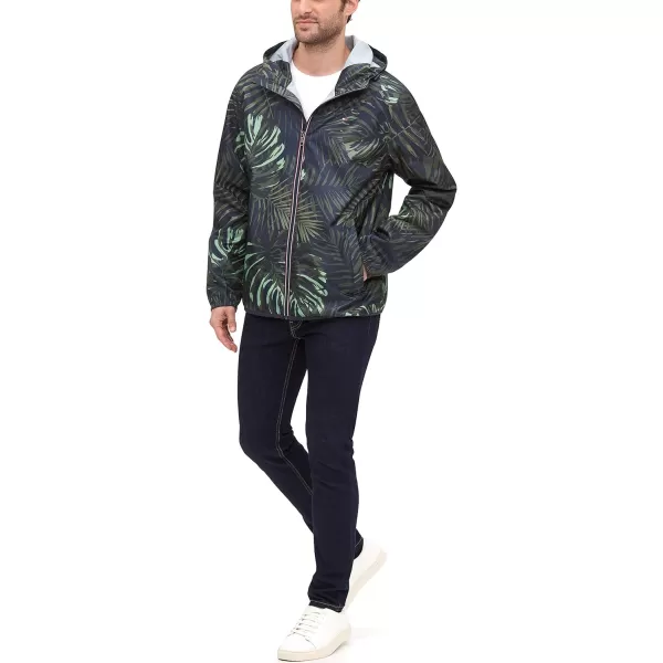 Tommy Hilfiger Mens Lightweight Active Water Resistant Hooded Rain JacketTropical Print