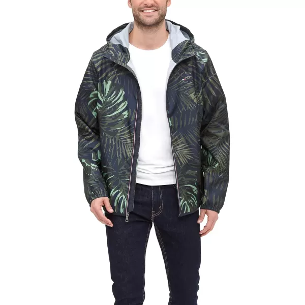 Tommy Hilfiger Mens Lightweight Active Water Resistant Hooded Rain JacketTropical Print