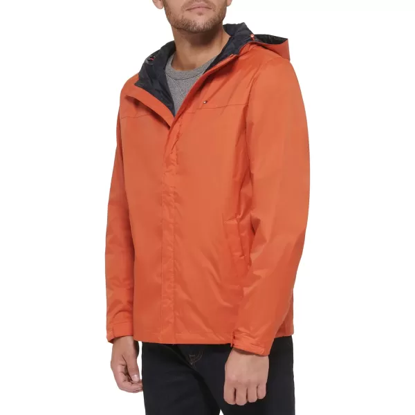 Tommy Hilfiger Mens Lightweight Breathable Waterproof Hooded JacketBurnt Orange