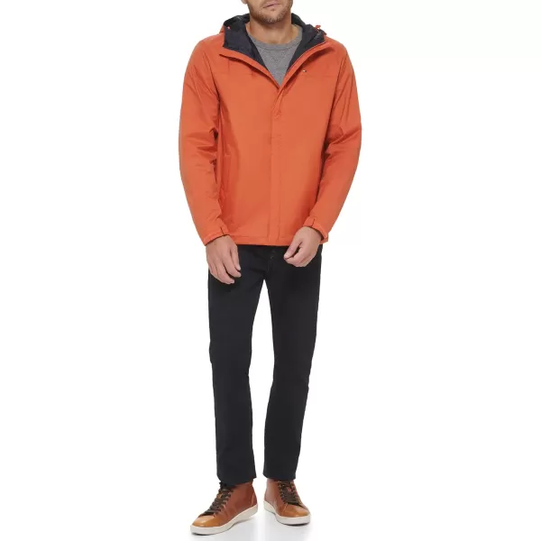 Tommy Hilfiger Mens Lightweight Breathable Waterproof Hooded JacketBurnt Orange