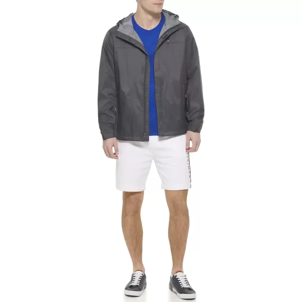 Tommy Hilfiger Mens Lightweight Breathable Waterproof Hooded JacketCharcoal