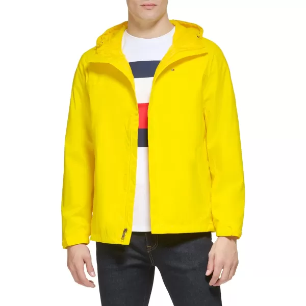 Tommy Hilfiger Mens Lightweight Breathable Waterproof Hooded JacketCyber Yellow