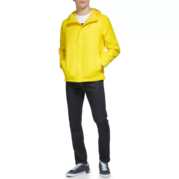 Tommy Hilfiger Mens Lightweight Breathable Waterproof Hooded JacketCyber Yellow