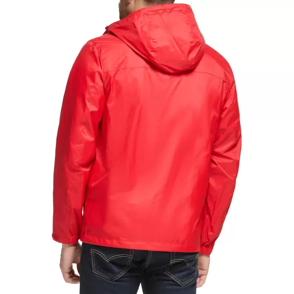 Tommy Hilfiger Mens Lightweight Breathable Waterproof Hooded JacketMars Red