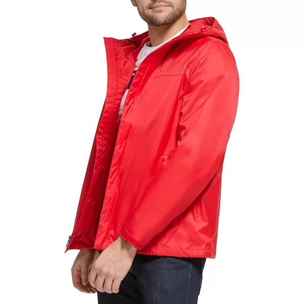 Tommy Hilfiger Mens Lightweight Breathable Waterproof Hooded JacketMars Red