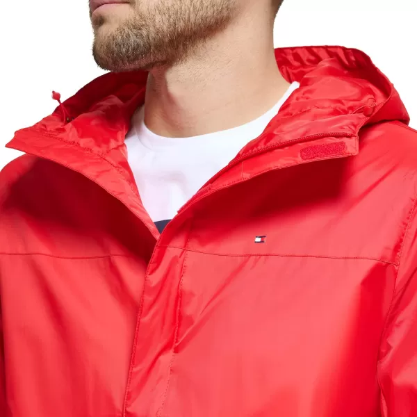 Tommy Hilfiger Mens Lightweight Breathable Waterproof Hooded JacketMars Red