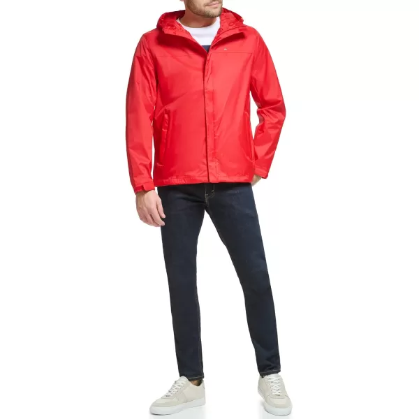 Tommy Hilfiger Mens Lightweight Breathable Waterproof Hooded JacketMars Red