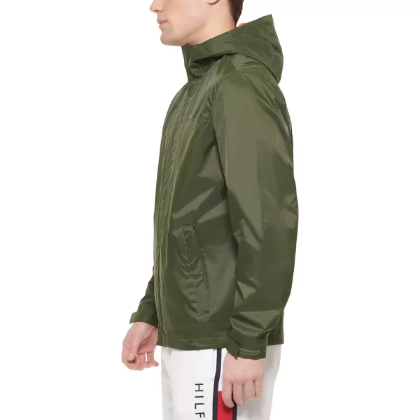 Tommy Hilfiger Mens Lightweight Breathable Waterproof Hooded JacketOlive