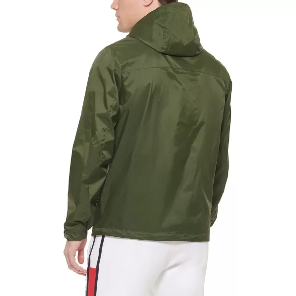 Tommy Hilfiger Mens Lightweight Breathable Waterproof Hooded JacketOlive