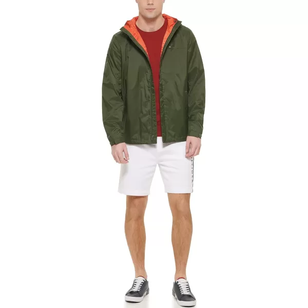 Tommy Hilfiger Mens Lightweight Breathable Waterproof Hooded JacketOlive