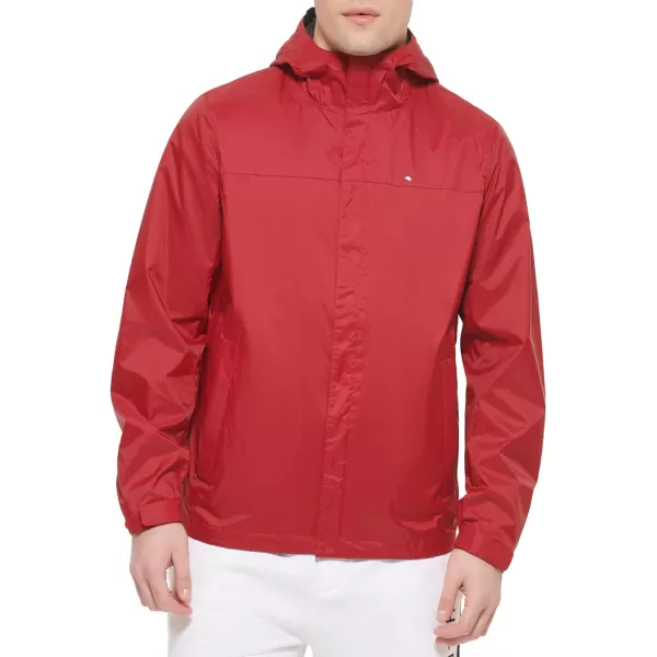 Tommy Hilfiger Mens Lightweight Breathable Waterproof Hooded JacketRed