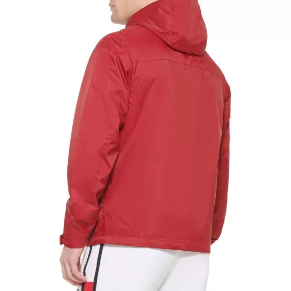 Tommy Hilfiger Mens Lightweight Breathable Waterproof Hooded JacketRed