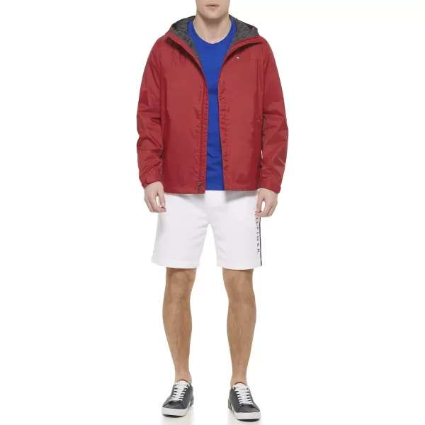 Tommy Hilfiger Mens Lightweight Breathable Waterproof Hooded JacketRed