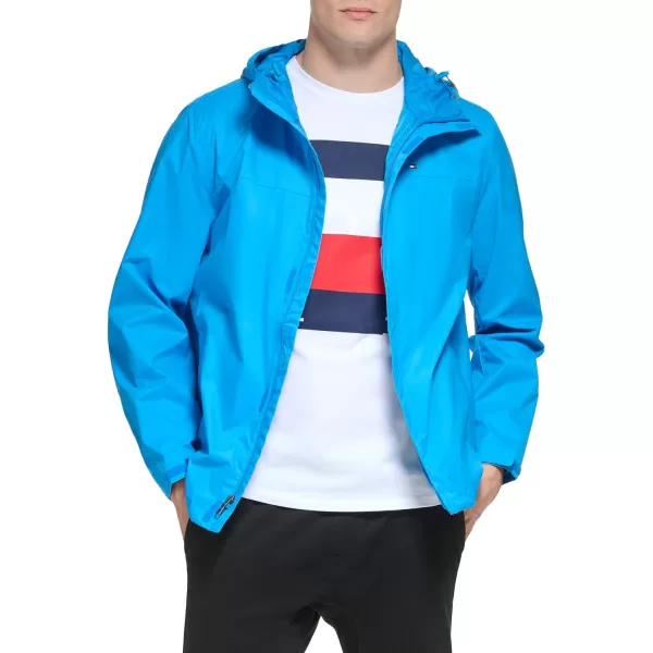 Tommy Hilfiger Mens Lightweight Breathable Waterproof Hooded JacketSwedish Blue