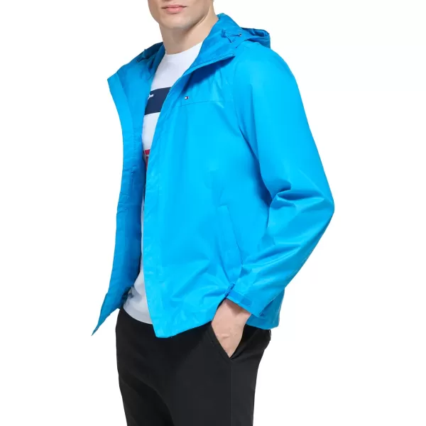 Tommy Hilfiger Mens Lightweight Breathable Waterproof Hooded JacketSwedish Blue