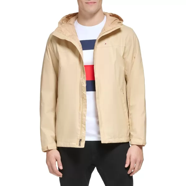 Tommy Hilfiger Mens Lightweight Breathable Waterproof Hooded JacketTan