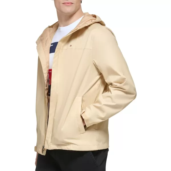 Tommy Hilfiger Mens Lightweight Breathable Waterproof Hooded JacketTan