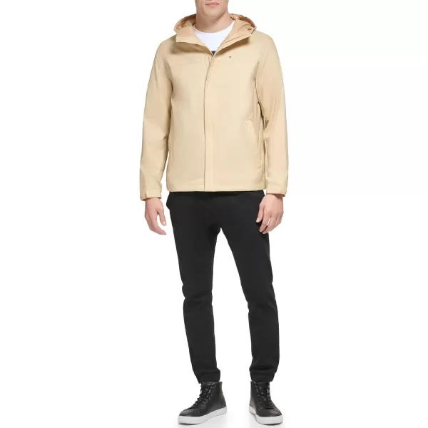 Tommy Hilfiger Mens Lightweight Breathable Waterproof Hooded JacketTan