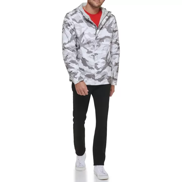 Tommy Hilfiger Mens Lightweight Breathable Waterproof Hooded JacketWhite Camo