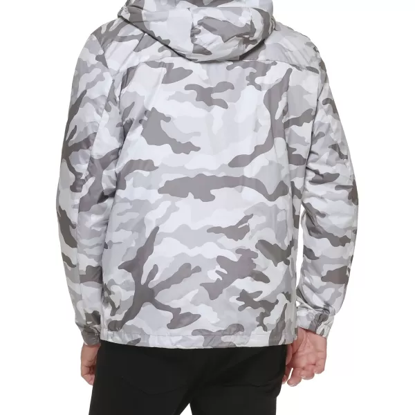 Tommy Hilfiger Mens Lightweight Breathable Waterproof Hooded JacketWhite Camo