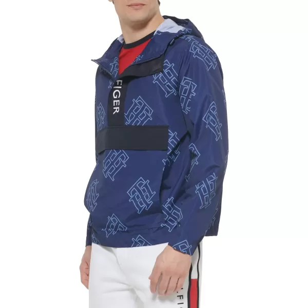 Tommy Hilfiger Mens Lightweight Logo PopoverNavy Logo Print