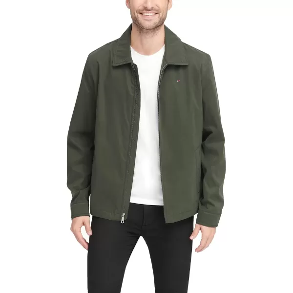 Tommy Hilfiger Mens Lightweight Microtwill Golf Jacket Standard and Big amp TallStandard Deep Olive