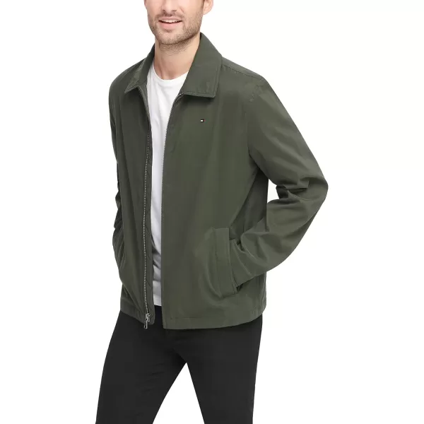 Tommy Hilfiger Mens Lightweight Microtwill Golf Jacket Standard and Big amp TallStandard Deep Olive