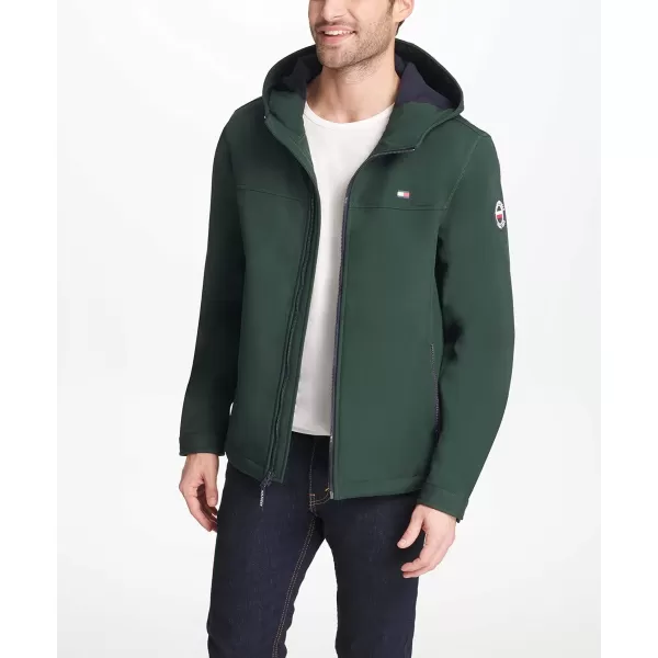 Tommy Hilfiger Mens Lightweight Performance Softshell Hoody JacketGreen Bean