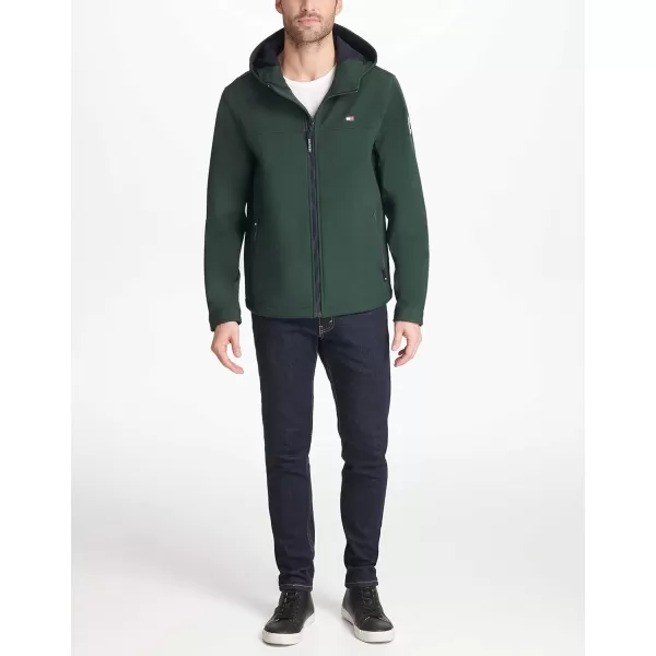 Tommy Hilfiger Mens Lightweight Performance Softshell Hoody JacketGreen Bean