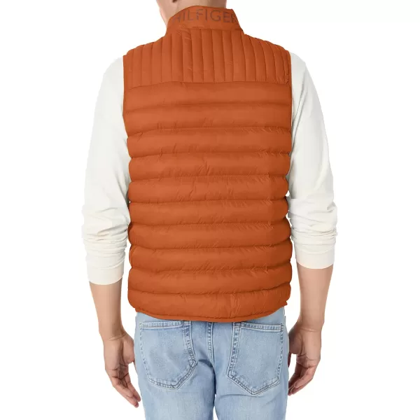 Tommy Hilfiger Mens Lightweight Ultra Loft Quilted Puffer Vest Standard and Big amp TallBurnt Orange