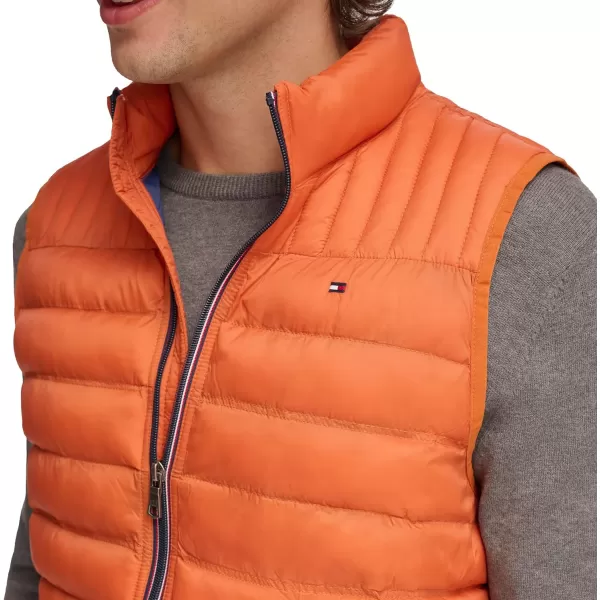 Tommy Hilfiger Mens Lightweight Ultra Loft Quilted Puffer Vest Standard and Big amp TallBurnt Orange