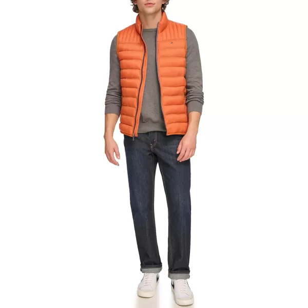 Tommy Hilfiger Mens Lightweight Ultra Loft Quilted Puffer Vest Standard and Big amp TallBurnt Orange