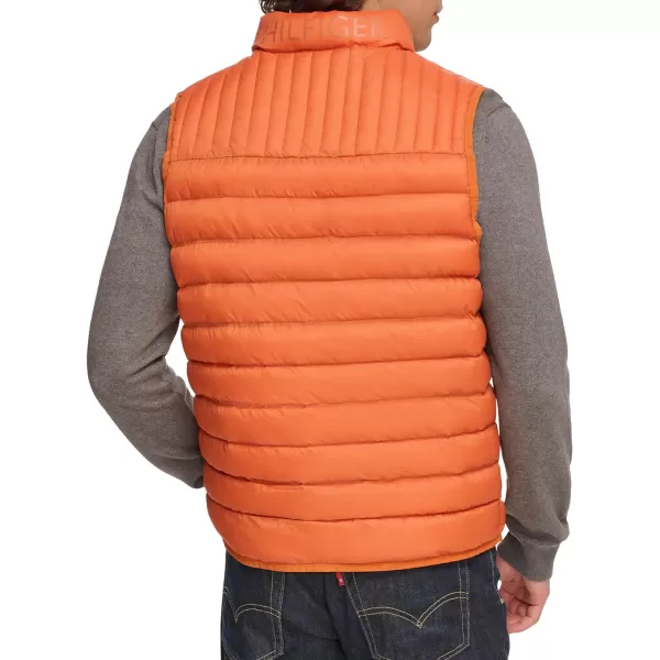 Tommy Hilfiger Mens Lightweight Ultra Loft Quilted Puffer Vest Standard and Big amp TallBurnt Orange