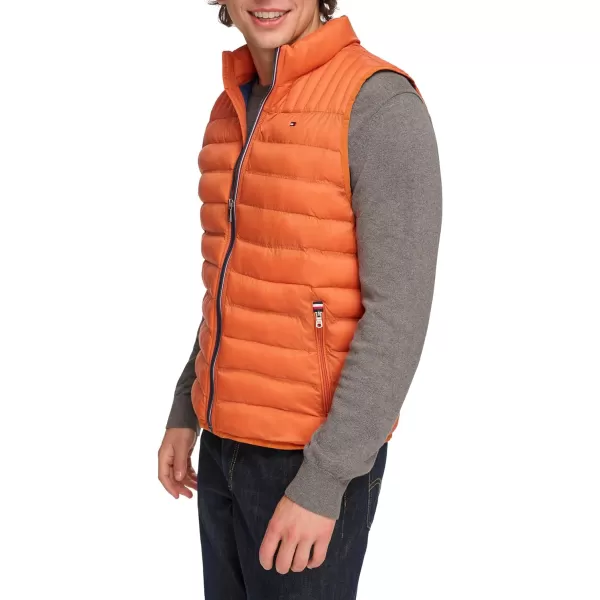 Tommy Hilfiger Mens Lightweight Ultra Loft Quilted Puffer Vest Standard and Big amp TallBurnt Orange