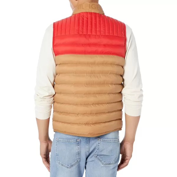 Tommy Hilfiger Mens Lightweight Ultra Loft Quilted Puffer Vest Standard and Big amp TallKhaki Red Camo