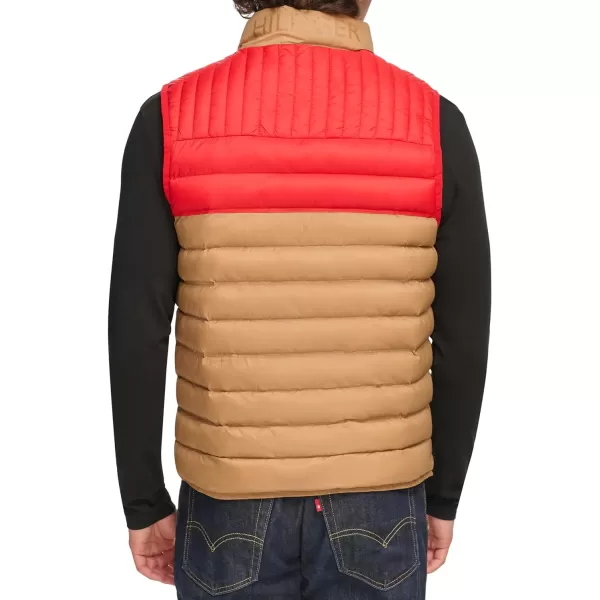 Tommy Hilfiger Mens Lightweight Ultra Loft Quilted Puffer Vest Standard and Big amp TallKhaki Red Camo