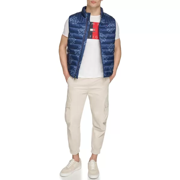 Tommy Hilfiger Mens Lightweight Ultra Loft Quilted Puffer Vest Standard and Big amp TallNavy Th Logo