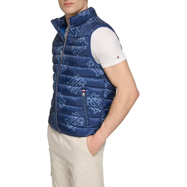 Tommy Hilfiger Mens Lightweight Ultra Loft Quilted Puffer Vest Standard and Big amp TallNavy Th Logo