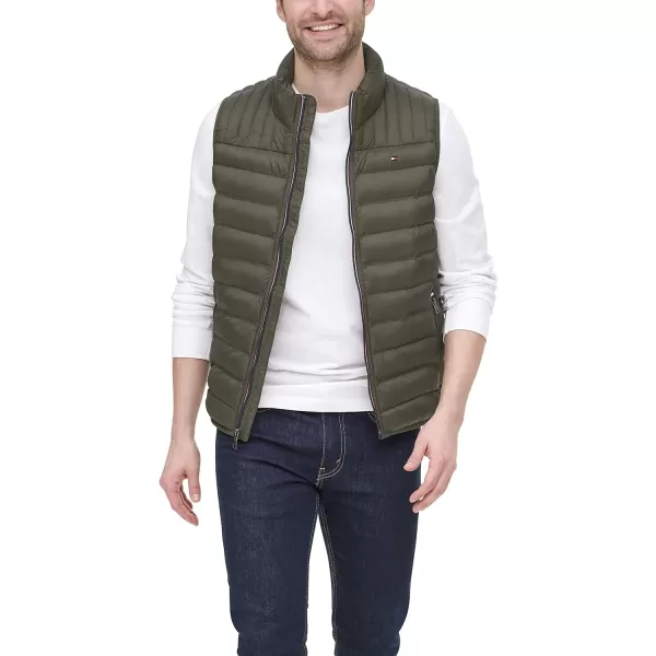 Tommy Hilfiger Mens Lightweight Ultra Loft Quilted Puffer Vest Standard and Big amp TallOlive