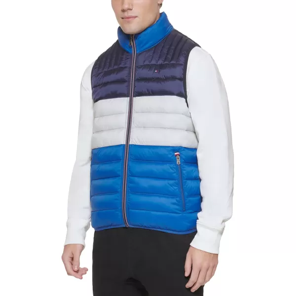 Tommy Hilfiger Mens Lightweight Ultra Loft Quilted Puffer Vest Standard and Big amp TallRoyal Blue Colorblock