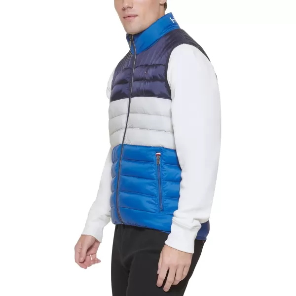 Tommy Hilfiger Mens Lightweight Ultra Loft Quilted Puffer Vest Standard and Big amp TallRoyal Blue Colorblock