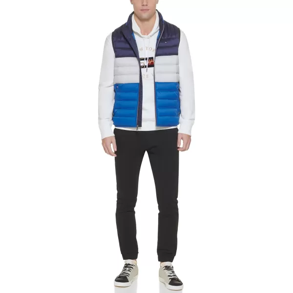 Tommy Hilfiger Mens Lightweight Ultra Loft Quilted Puffer Vest Standard and Big amp TallRoyal Blue Colorblock